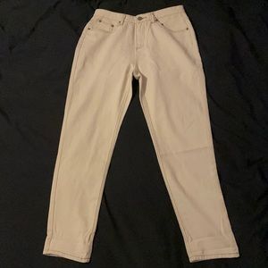 high waisted creme mom jean